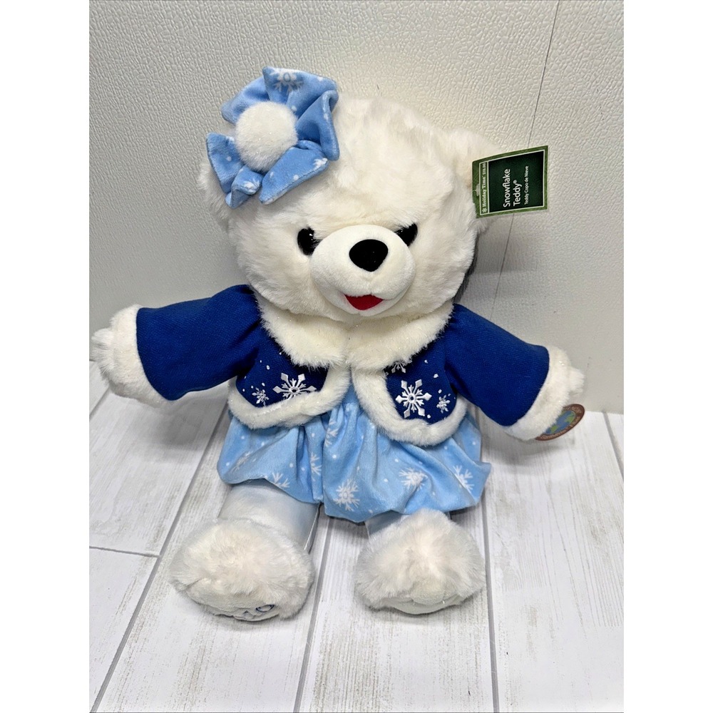 Dan Dee 2010 SNOWFLAKE TEDDY Christmas White Bear Girl Plush Stuffed Blue dress
